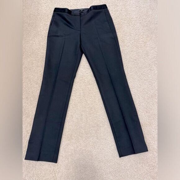 NWOT Theory Tux Wool Blend Straight Slim Leg Mid Rise Black Pants Sz 2 - Picture 2 of 12